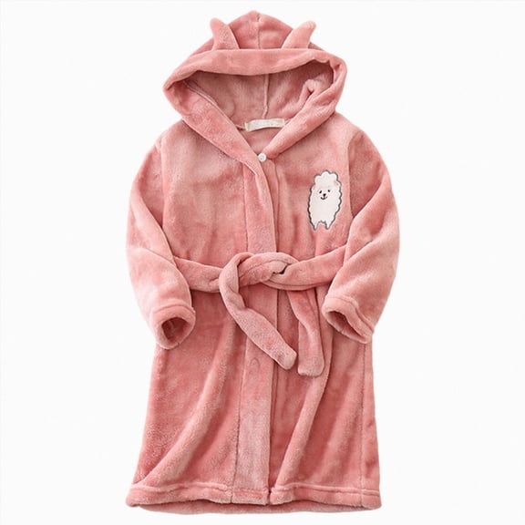 HFHAPW Boys Hooded Bathrobe Kids Plush Fuzzy Fleece Robe Teen boy Soft Spa Robe Girls Sleepwear pajamas Toddler Nightgown 18-24M 2-14T(Red,9-10 Y)