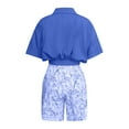 thumbnail image 5 of ibiyuan Travel Sets For Women 2 Piece Stylish Women's Shorts Set Summer V-Neck Top and Shorts Casual Outfit Comfortable Two Piece Suit for Daily Wear, 5 of 6