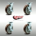thumbnail image 2 of 8 Inch SS Polyurethane Swivel Caster Set with Delrin Bearings and Brakes SCC, 2 of 2