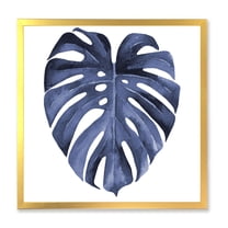 Designart 'Blue Watercolour Tropical Leaves III' Traditional Framed Art Print