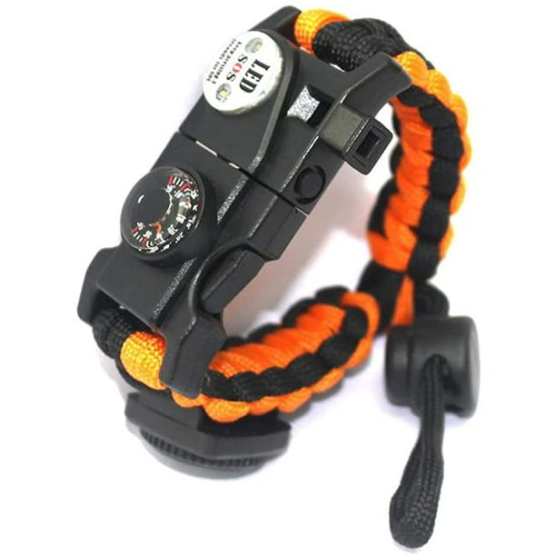 Iguohao 8-In-1multifunctional Survival Paracord Bracelet,adjustable Survival Bracelet With Flintstone,whistle,compass,led Light,emergencyknife,suitabl