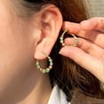 thumbnail image 3 of Top Yellow Gold Plated Green CZ Round Tennis Stud Earrings 2023 Korean Jewelry, 3 of 9