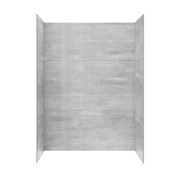 Pemberly Row Contemporary 32" x 48" Gray Tile Shower Wall Panels