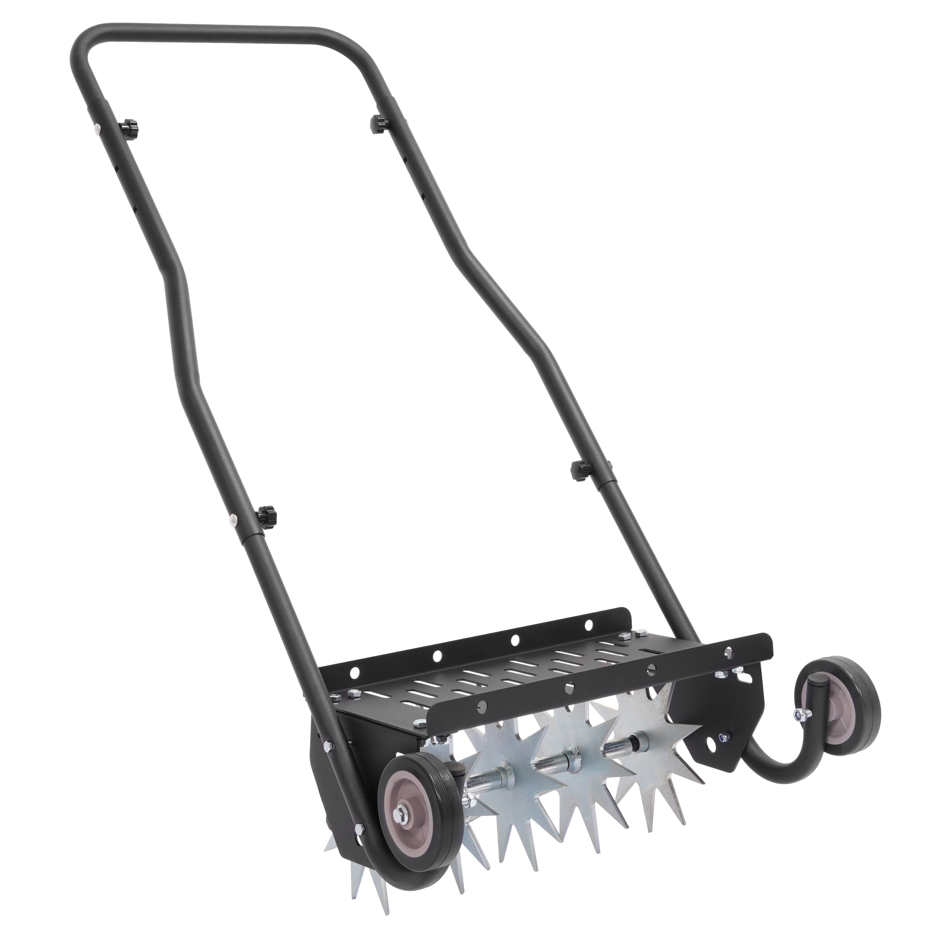 KOJEM 18-Inch Push Spike Aerator Heavy Duty Rolling Lawn Aerator Rotary Spike Lawn Aerator Manual Aeration Equipment with Steel Handle Suitable for Lawns Garden and Yard Grass Aeration
