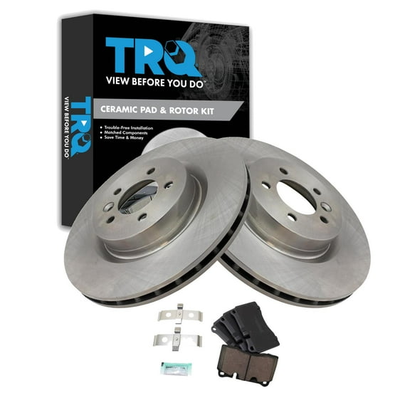 TRQ Front Brake Pad & Rotor Kit Brake Pads Brake Rotor Ceramic Fits Select 2006-2009 Land Rover Range Rover Sport