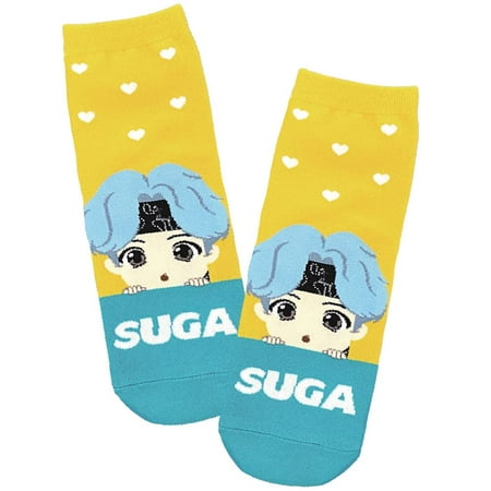 

TinyTAN KPOP Merchandise Official Licensed K-POP Merch MIC Drop Version Character Socks For Girls Women (SUGA)