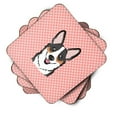 thumbnail image 2 of Carolines Treasures BB1255FC Checkerboard Pink Corgi Foam Coaster Set of 4 3 1/2 x 3 1/2 multicolor, 2 of 3