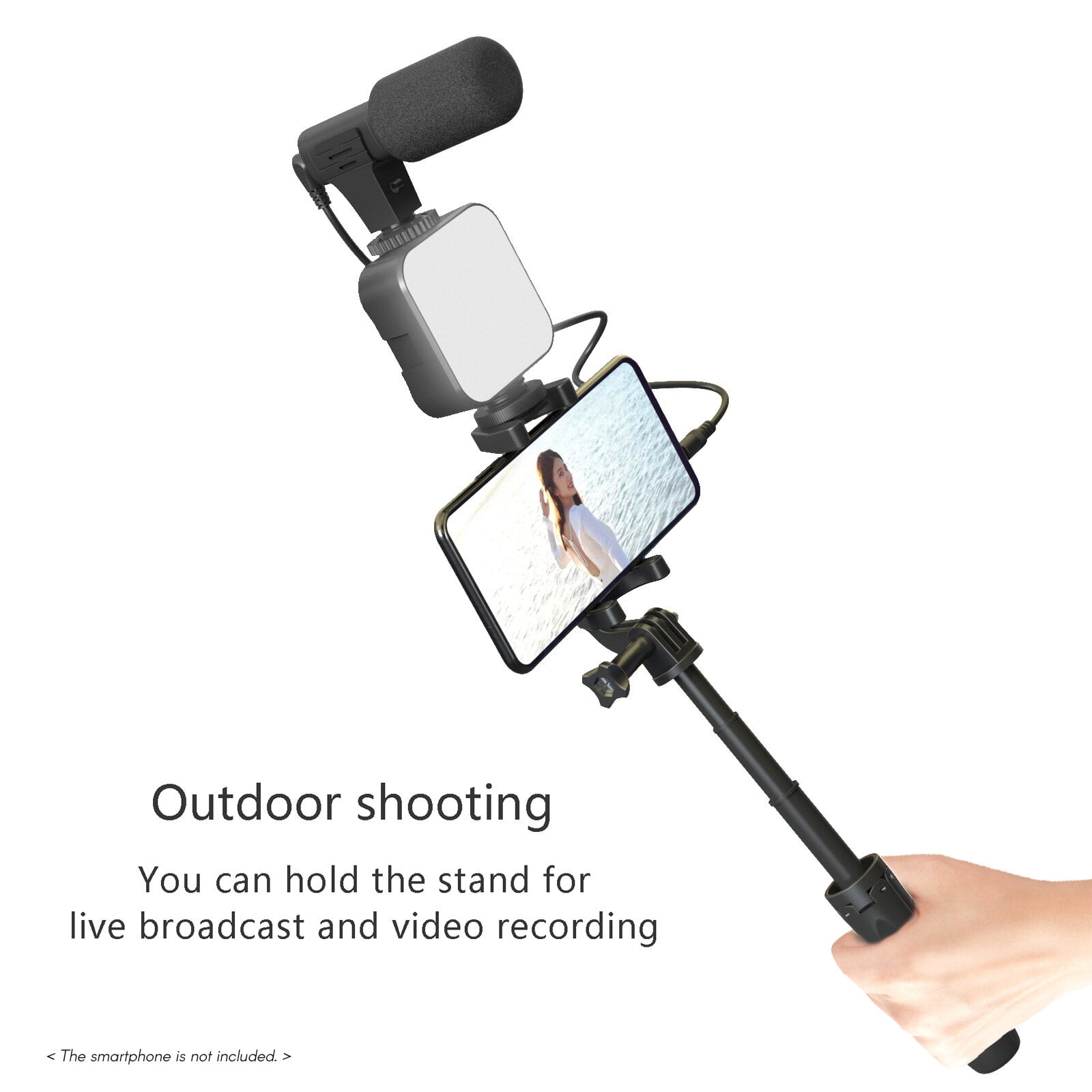 And Smartphone Vlogging Kit Tripod Phone Holder + Microphone + Video Light + Clip + 3.5mm  To TRRS Audio Cable For Live Stream Video Recording