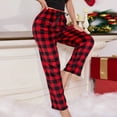 thumbnail image 3 of Dakiuu Family Matching Buffalo Plaid Fleece Pajama Pants Soft Cozy Loungewear Bottoms for Women Men Kids Toddler Elastic Waist Wide Leg Sleep Pants Holiday Casual Home Wear, 3 of 8