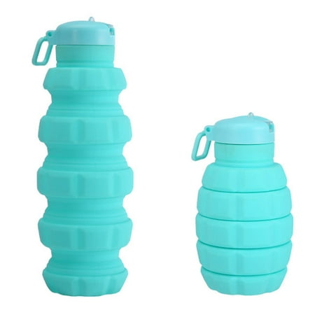 

QISIWOLE Silicone Collapsible Water Bottles 16oz 500ml Portable Foldable Expandable Water Bottle Sports Cups with Carabiner Leak Proof Reusable BPA Free for Outdoor Activities Travel