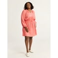 thumbnail image 2 of Time and Tru Women's and Women’s Plus Ruffle Neck Mini Dress, Sizes XS-4X, 2 of 5