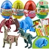 JOYIN 12 Pack Valentines Day Card with Transforming Dinosaur Toys in Egg for Valentine Party Favor, Classroom Exchange Prize, Valentine s Greeting Cards, Transforming Dinosaurs, Hatching Dinosaur Eggs
