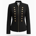 thumbnail image 4 of Maqroz Napoleon Jacket for Womens Stand Collar Long Sleeve Double Breasted Outerwear Gold Decor Buttons Tailored Structured Dressy Jacket for Evening Occasions, 4 of 7