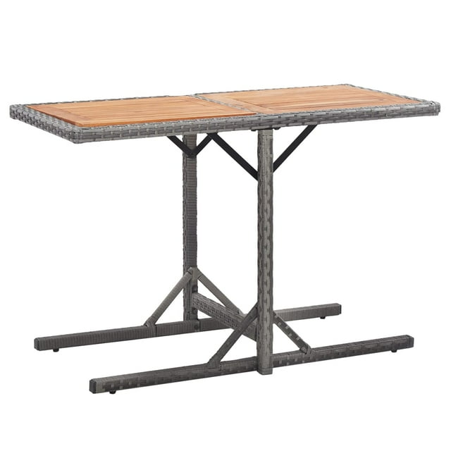 vidaXL Table de Jardin Anthracite en Poly Rotin et Bois d'Acacia Massif