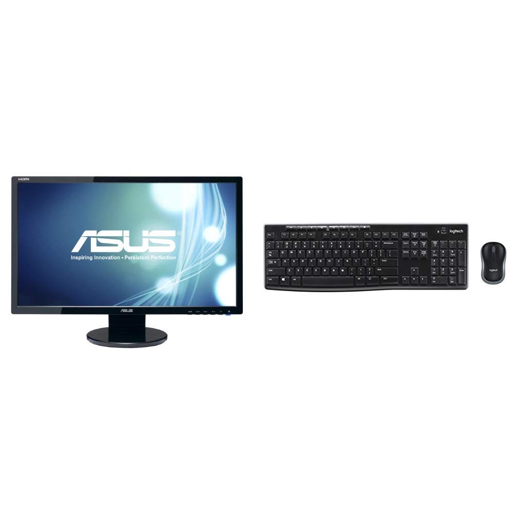 Asus Ve248h 24 Full Hd 19x1080 2ms Hdmi Dvi Vga Back Lit Led Monitor Logitech Mk270 Wireless Keyboard And Mouse Combo 2 4ghz Dropout Free Connection Walmart Com Walmart Com