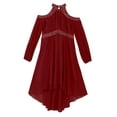 thumbnail image 5 of SiiRoh Elegant Girls Party Dress Off-shoulder Ruffled Chiffon Wedding Birthday Pageant Evening Prom Gown Burgundy 16, 5 of 7