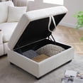 thumbnail image 5 of 120.3" Modern L-Shaped Sectional Sofa with 360°Swivel Tray, Comfy Cloud Couch with Drop-Down Table, Storage Armrest, USB Ports & Movable Storage Ottoman for Living room, Lounge, Beige, 5 of 9
