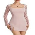 thumbnail image 2 of Robe Courte Tendance pour Femmes avec Manches en Dentelle, Dos Nu et Ourlet Fendu, 2 of 9