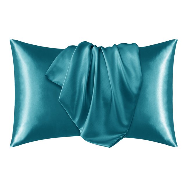 Deconovo Juego de 2 fundas de almohada King de satén y seda, color verde oliva oscuro, con cierre de sobre, protector de lujo para el cabello y la piel.