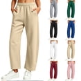 thumbnail image 4 of Naotn Sweatpants for Women Fall Casual Elastic High-Waisted Curved Leg Sweat Pants Comfy Outdoor Workout Travel Pants with Pockets White S, 4 of 10