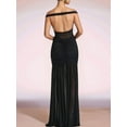 thumbnail image 5 of V Neck Bridesmaid Dresses Pleated Chiffon 2025 Off Shoulder Flowy Formal Evening Wedding Guest Dress with Slit Black L, 5 of 6
