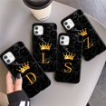 thumbnail image 2 of Funda de teléfono de moda con letras de corona de mármol negro de silicona suave para iPhone 11 12 Pro Max 12 Mini funda a prueba de golpes funda trasera de TPU suave Tan Jianjun unisex, 2 of 2