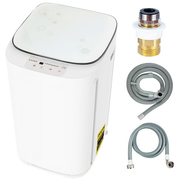 Compact Washing Machine, KAPAS Fully Automatic 2-in-1 Washer & Dryer Machine with 8 lbs. Capacity Top Load Tub Washer in White