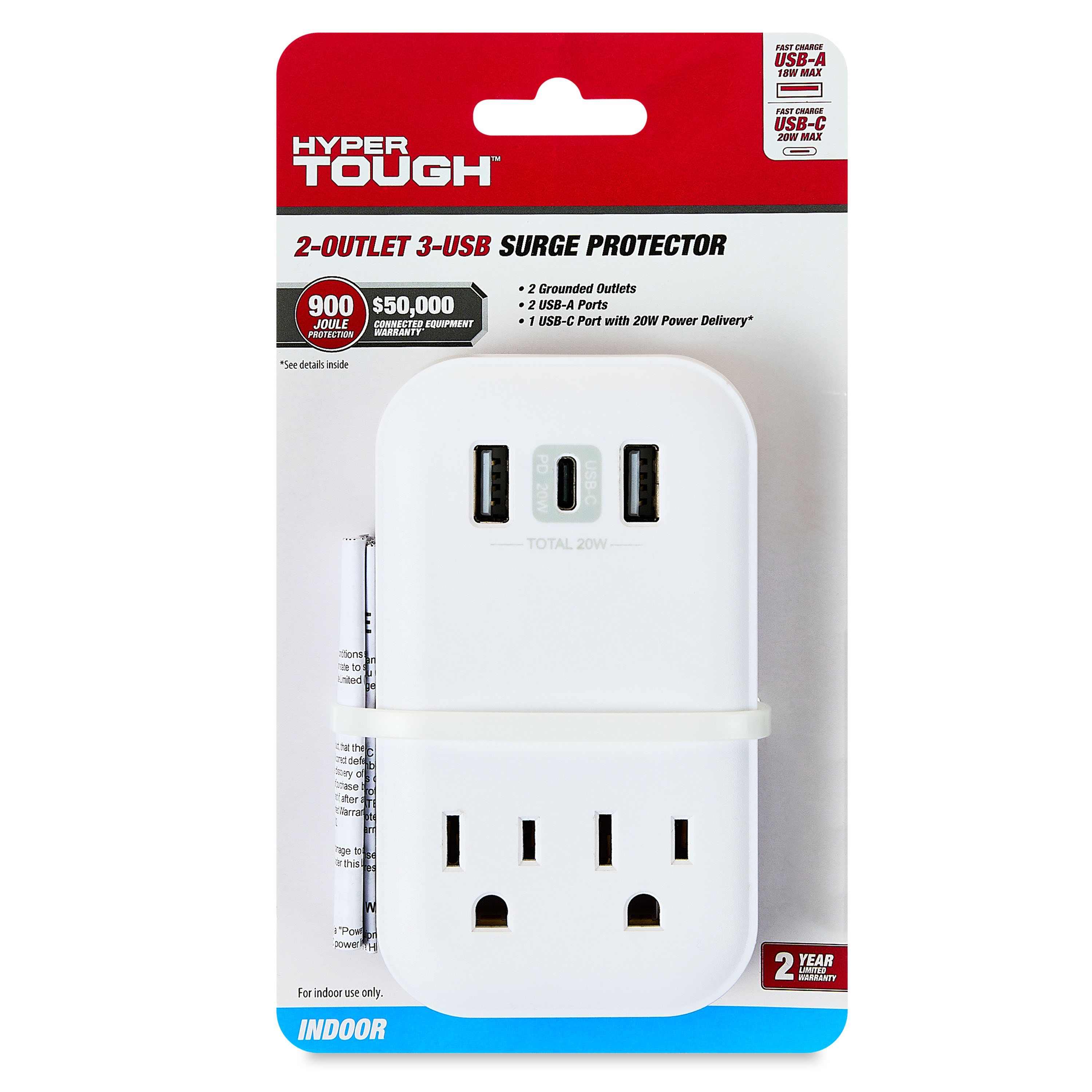 Hyper Tough 2-Outlet Surge Protector with 2 USB Ports photo 4