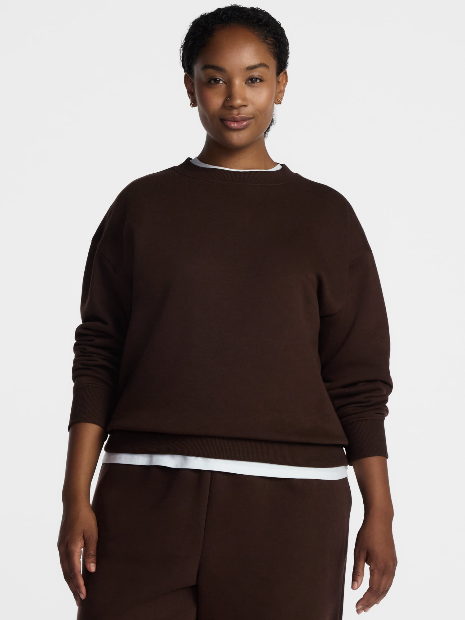 Athletic Works Women's and Women's Plus Fleece Sweatshirt with Long Sleeves, Sizes XS-4X