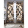 thumbnail image 2 of Boho Ethnic Sheer Curtains 96 Inch Length 2 Panels Set, Vintage Bohemian Traditional Floral Classic Voile Window Treatment Semi Sheer Long Curtains Drapes for Bedroom/Living Room/Kitchen 52"x96"x2, 2 of 7