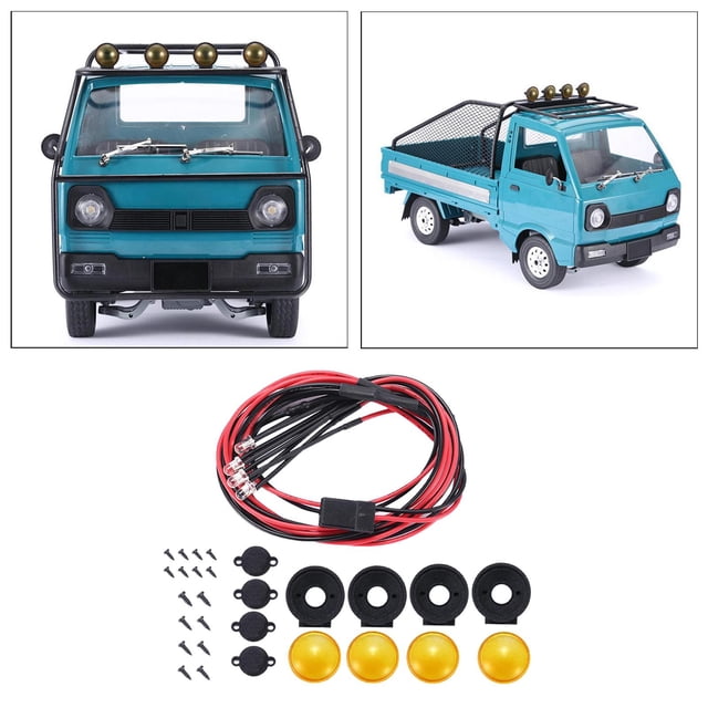 Luces de tejado , 1:10 Crawler Barra de tejado Lámparas de tejado denteros Accesorios adecuados para coche WPL D Techo amarillo cro Hugo luz de techo de los camiones rc
