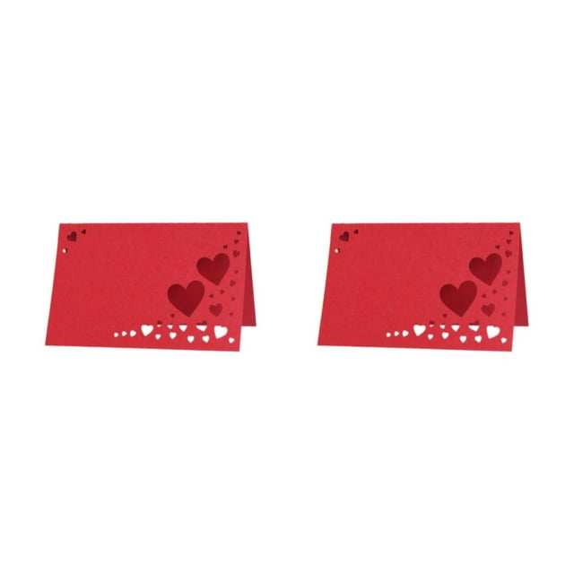 Guardoinrt 1/2/3/5 50x Stylish Wedding Name Cards Featuring Heart Hollowed Durable Wide Application red 2PCS