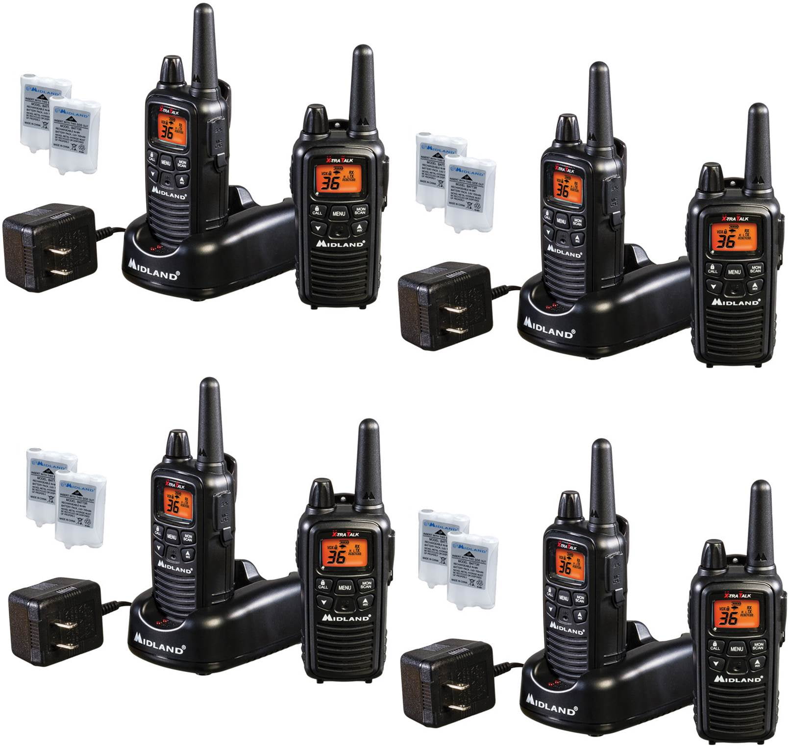Midland Two Way Radio PACK LXT600 Hands Free Walkie Talkie 30 Mile 36  Channel Xtra Talk GMRS FRS