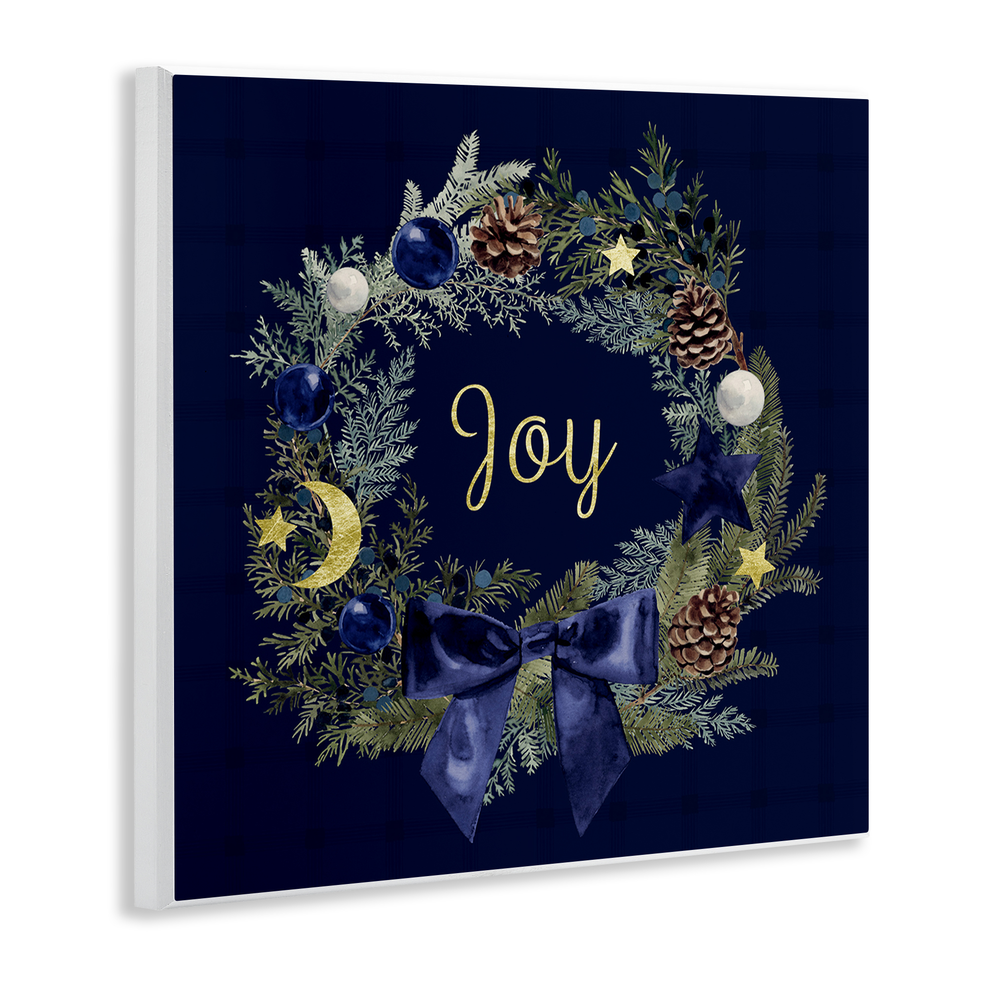 Stupell Industries Joy Holiday Wreath Holiday Painting Unframed Art Print Wall Art, 12 x 12