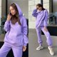 thumbnail image 3 of Conjunto de traje de 33 piezas para mujer Color sólido Casual manga larga con capucha jersey pantalón largo chándal, 3 of 3