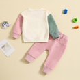 thumbnail image 3 of LNMQLPDBS Baby Girls Rainbow Sweatshirt Set Infant Colorblock Sleeve Pullover with Jogger Pants Kids Casual 2 Piece Outfit with Drawstring Waist for School Holiday Daily Wear, 3 of 4