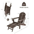 thumbnail image 4 of Costway Patio Folding Adirondack Chair HDPE All-Weather Pull-Out Ottoman Coffee, 4 of 9