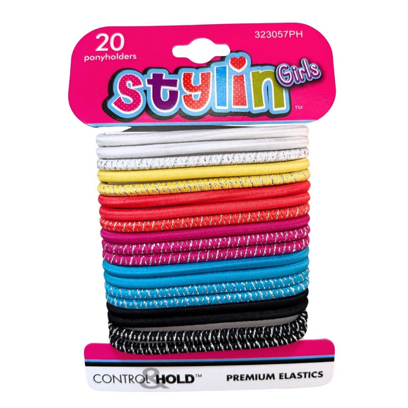 20 Pack Elastics Ponyholders, Clasp Free Hair Ties for All Hair Types, Durable No Snag Bands with Strong Comfortable Hold, Vibrant Colors for Everyday Styling, Sports, Casualб Active Wear, Mix
