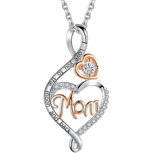 Collar de diamantes con incrustaciones de plata 925, regalo de mujer, collar de plata esterlina, regalo de cumpleaños del día de la madre