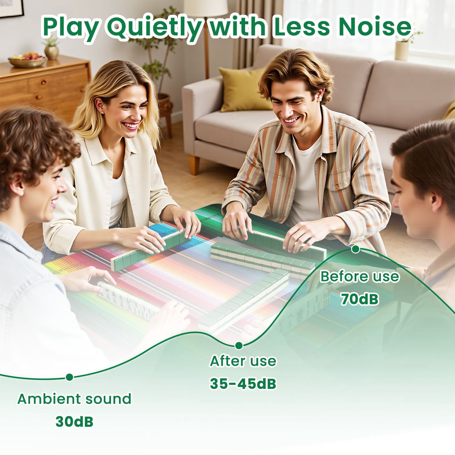 Mahjong Mat 31.5" x 31.5" colorful seamless mexican style serape gesign Non-Slip Noise Reduction American Mahjong Tiles Table Cover for Dominoes Poker Card Board Games Gift