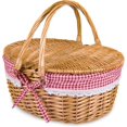 thumbnail image 5 of Picnic Basket with Lid - Wicker Picnic Baskets with Lid - Vintage Style Large Woven Basket with Double Folding Handles for Camping, Valentine Day, Thanks Giving, 5 of 8