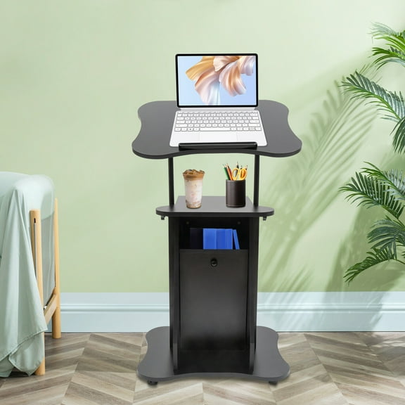Miumaeov Mobile Laptop Podium 26-43in Height Adjustable Ergonomic Rolling Lectern Cart Laptop Podium with Wheels for Office School