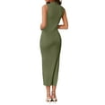 thumbnail image 5 of Coduop Women Sleeveless Mock Neck Long Bodycon Tank Dress Rib Knit Tight Dress Side Slit Dress, 5 of 6
