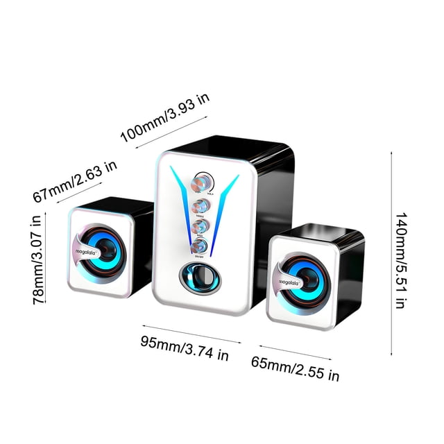 Bluetooth Speaker With Subwoofer And LED Light 3 Inch Woofer 5 W Output USB Powered Desktop Laptop Speaker