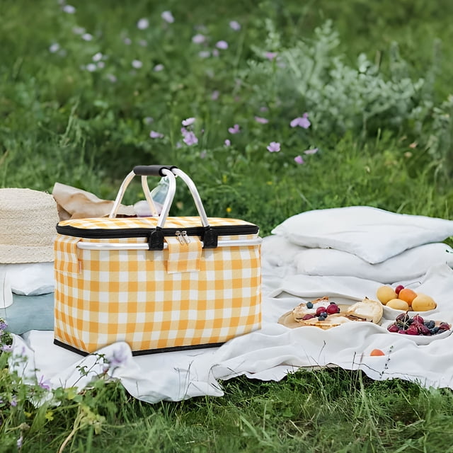 Fiudx Bolsa Térmica Plegable, Contenedor de Alimentos con Aislamiento, Portapícnic Portátil, Diseño Hermético para Alimentos Fríos y Calientes, Ideal para Camping, Barbacoas y Viajes Por Carretera, I