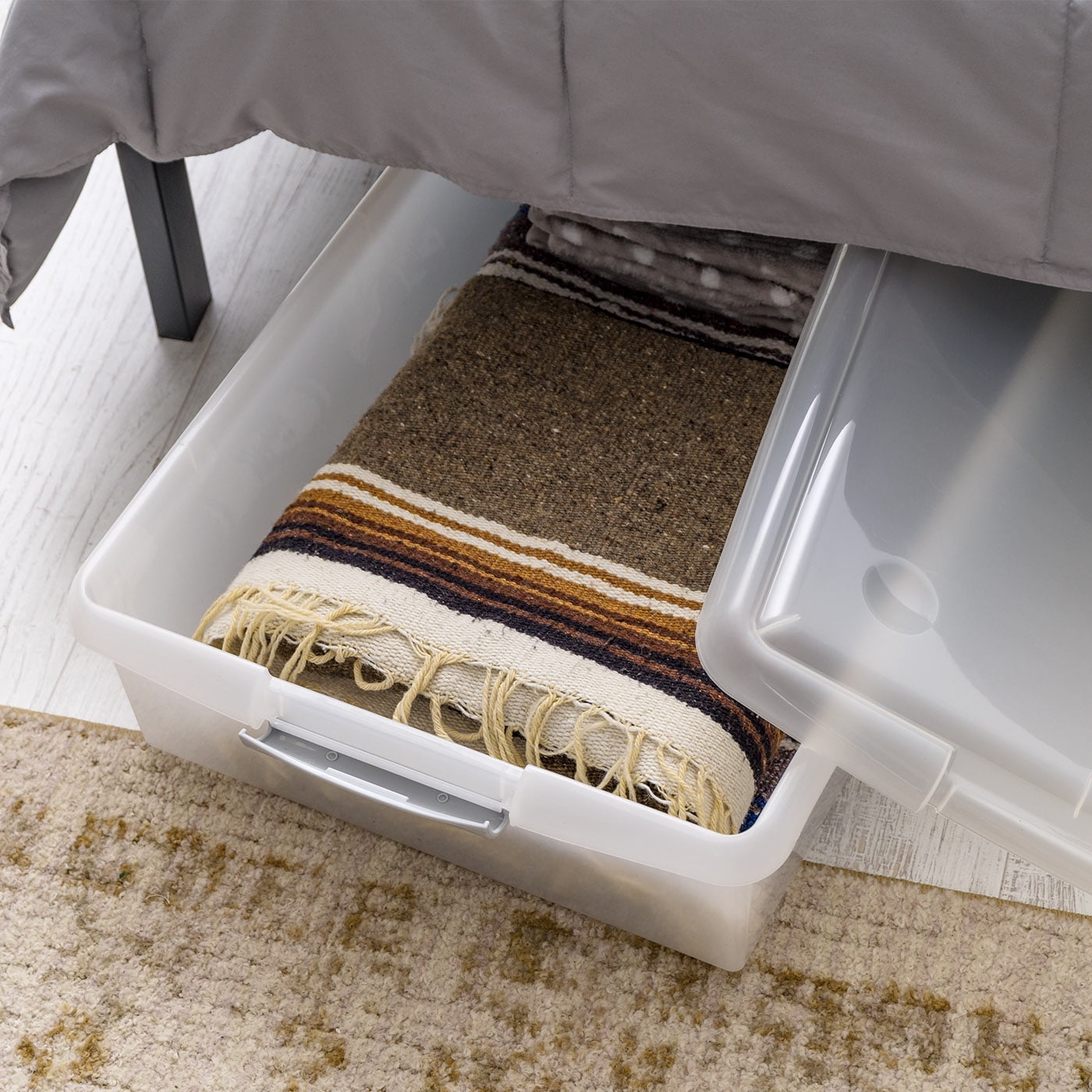 IRIS 40 Qt. Plastic Storage Bin with Lid, Stackable Storage Container, Tote, Clear