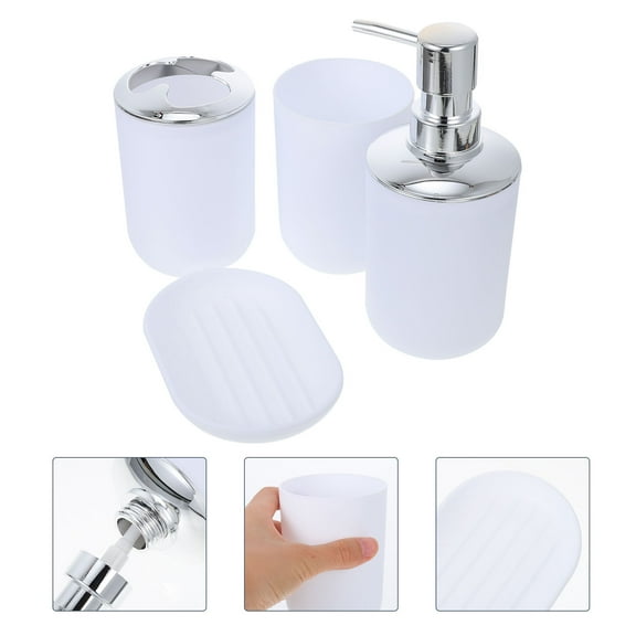 WHAMVOX 1 Set White Bath Accessories for Bathroom Plastic Electroplating Square Shape for Home Use
