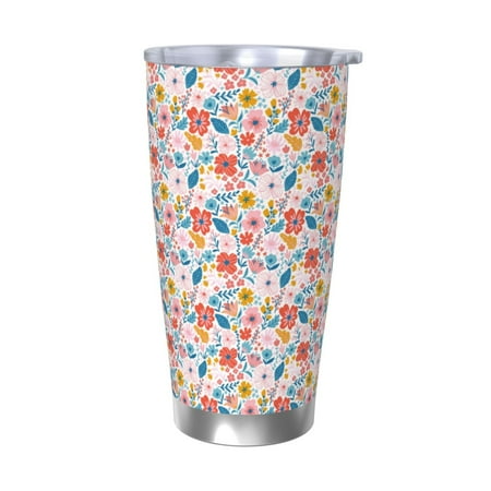 

Ocsxa Floral Ditsy Pattern 20oz Travel Coffee Mug with Flip Lid Stainless Steel Insulated Insulated Coffee Mug Thermal Cup with Splash Proof Sliding Lid-Without Straw