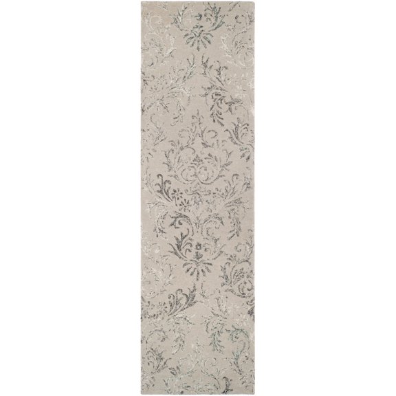 SAFAVIEH Glamour Blanca Damask Runner Rug, Grey, 2'3" x 8'
