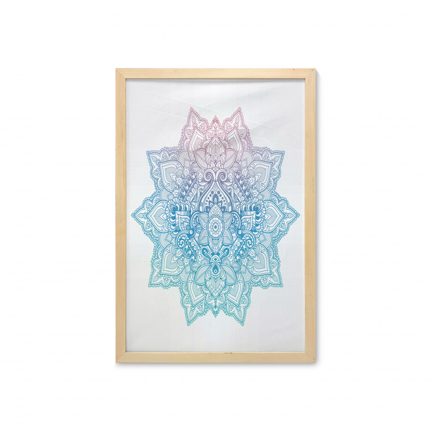 Lotus Wall Art with Frame, Bohemian Tattoo Style Pastel Toned Mandala  Abstract Lotus Flower Design, Printed Fabric Poster for Bathroom Living  Room Dorms, 23